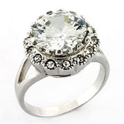 LOA638 - Rhodium 925 Sterling Silver Ring with AAA Grade CZ  in Clear-0