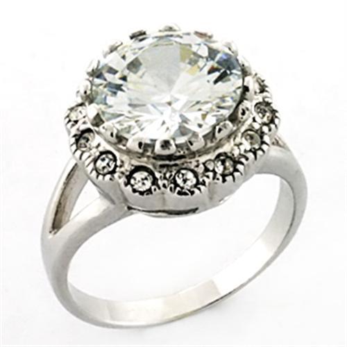 LOA638 - Rhodium 925 Sterling Silver Ring with AAA Grade CZ  in Clear-0