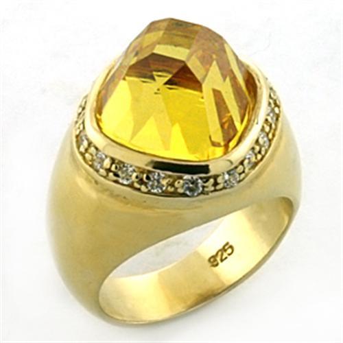 LOA639 - Gold 925 Sterling Silver Ring with AAA Grade CZ  in Citrine-0