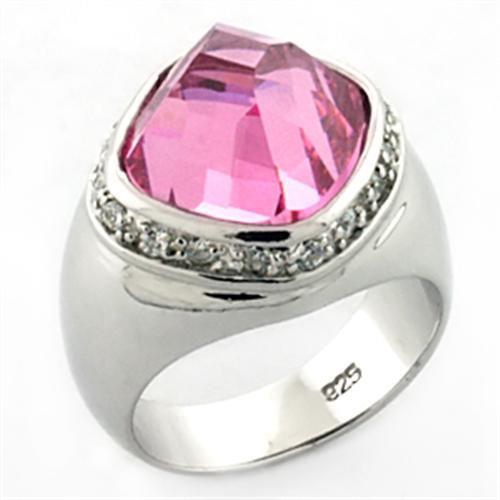 LOA641 - Rhodium 925 Sterling Silver Ring with AAA Grade CZ  in Rose-0