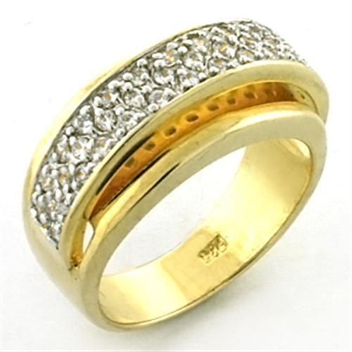 LOA648 - Gold+Rhodium 925 Sterling Silver Ring with AAA Grade CZ  in Clear-0