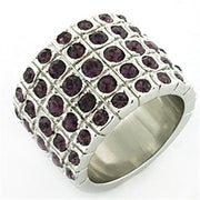 LOA659 - Rhodium Brass Ring with Top Grade Crystal  in Amethyst-0