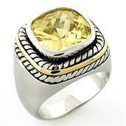 LOA668 - Rhodium Brass Ring with AAA Grade CZ  in Citrine-0