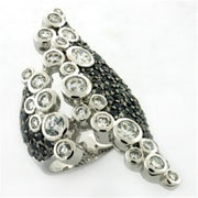 LOA670 - Rhodium Brass Ring with AAA Grade CZ  in Multi Color-0