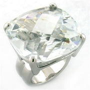 LOA677 - Rhodium Brass Ring with AAA Grade CZ  in Clear-0