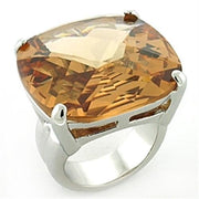 LOA679 - Rhodium Brass Ring with AAA Grade CZ  in Topaz-0