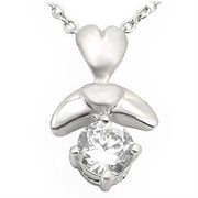 LOA716 - Matte Rhodium & Rhodium Brass Pendant with AAA Grade CZ  in Clear-0