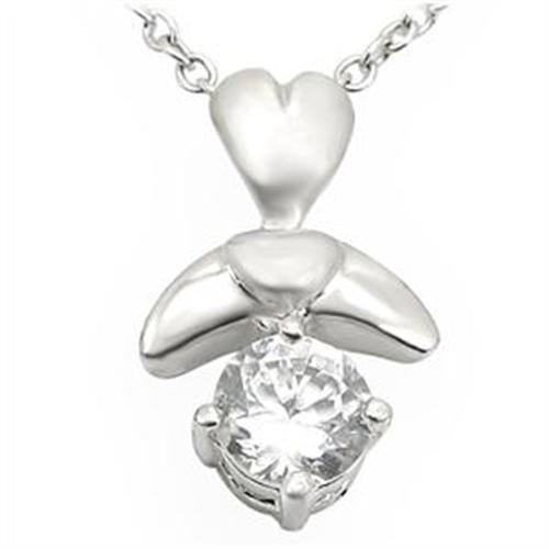LOA716 - Matte Rhodium & Rhodium Brass Pendant with AAA Grade CZ  in Clear-0