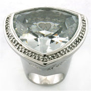LOA727 - Rhodium Brass Ring with AAA Grade CZ  in Clear-0