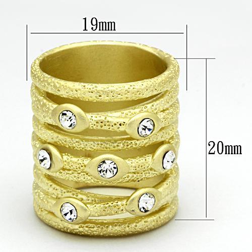 LOA833 - Matte Gold Brass Ring with Top Grade Crystal  in Clear-1