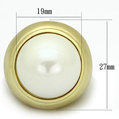 LOA835 - Matte Gold Brass Ring with Synthetic Pearl in White-1