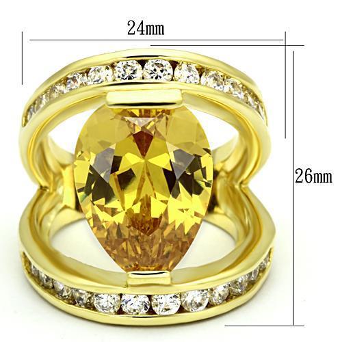 LOA849 - Gold Brass Ring with AAA Grade CZ  in Topaz-1