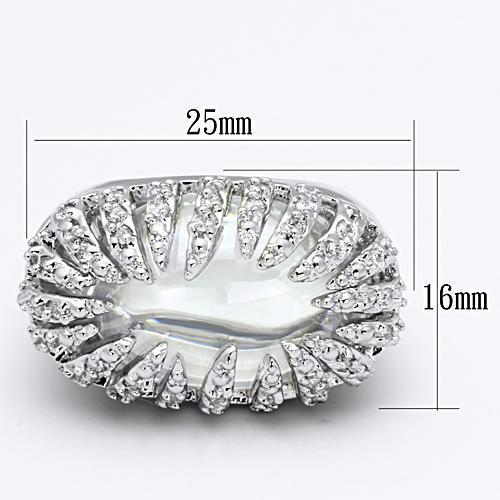 LOA858 - Rhodium Brass Ring with AAA Grade CZ  in Clear-1