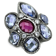 LOA876 - Ruthenium Brass Ring with AAA Grade CZ  in Multi Color-0