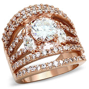 LOA879 - Rose Gold Brass Ring with AAA Grade CZ  in Clear-0