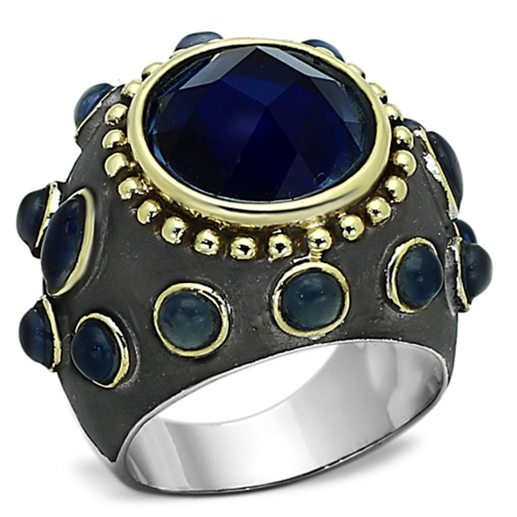 LOA880 - Reverse Two-Tone Brass Ring with Synthetic Synthetic Glass in Montana-0
