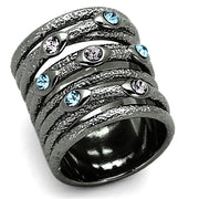 LOA883 - Ruthenium Brass Ring with Top Grade Crystal  in Multi Color-0