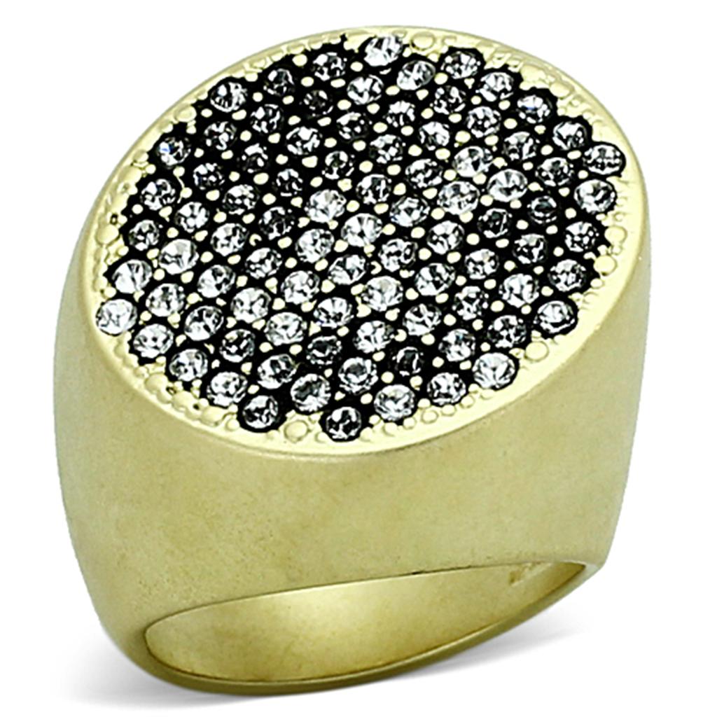 LOA889 - Matte Gold Brass Ring with Top Grade Crystal  in Clear-0