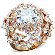 LOA891 - Rose Gold Brass Ring with AAA Grade CZ  in Clear-0