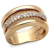 LOA900 - Rose Gold Brass Ring with AAA Grade CZ  in Clear-0