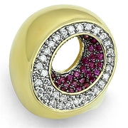 LOA902 - Gold+Ruthenium Brass Ring with AAA Grade CZ  in Ruby-0