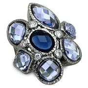LOA906 - Ruthenium Brass Ring with Synthetic Synthetic Glass in Multi Color-0