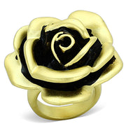 LOA930 - Matte Gold Brass Ring with Epoxy  in Jet-0