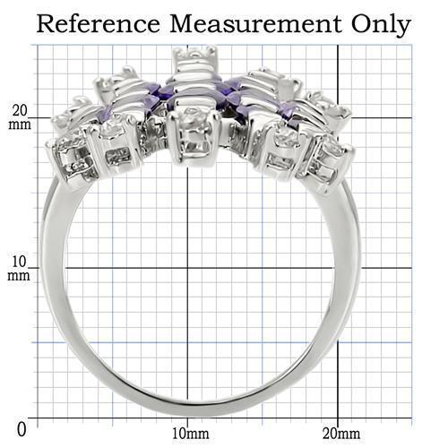 LOA933 - Rhodium Brass Ring with AAA Grade CZ  in Amethyst-1