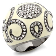 LOA939 - Ruthenium Brass Ring with AAA Grade CZ  in Clear-0
