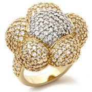 LOA941 - Gold+Rhodium Brass Ring with AAA Grade CZ  in Clear-0