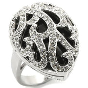 LOA943 - Rhodium Brass Ring with Semi-Precious Agate in Jet-0