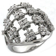 LOA996 - Rhodium Brass Ring with AAA Grade CZ  in Clear-0