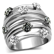 LOATK1372 - High polished (no plating) Stainless Steel Ring with Epoxy  in Jet-0