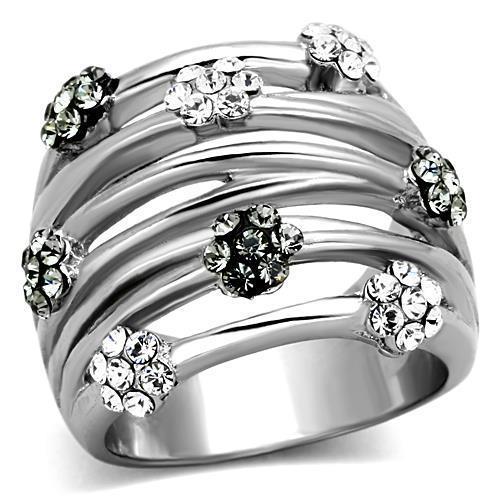 LOATK1372 - High polished (no plating) Stainless Steel Ring with Epoxy  in Jet-0
