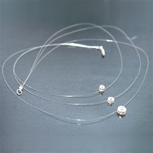 LOS002 - Silver 925 Sterling Silver Necklace with AAA Grade CZ  in Clear-0