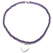 LOS029 - Silver 925 Sterling Silver Necklace with Synthetic Glass Bead in Amethyst-0
