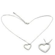 LOS032 - Rhodium 925 Sterling Silver Chain Pendant with AAA Grade CZ  in Clear-0