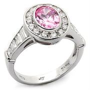 LOS044 - Rhodium 925 Sterling Silver Ring with AAA Grade CZ  in Rose-0