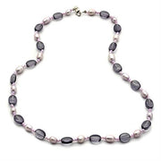 LOS066 - Silver 925 Sterling Silver Necklace with Synthetic Synthetic Glass in Amethyst-0