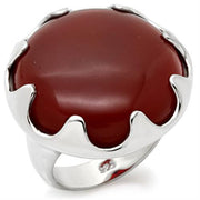 LOS085 - High-Polished 925 Sterling Silver Ring with Semi-Precious Agate in Ruby-0
