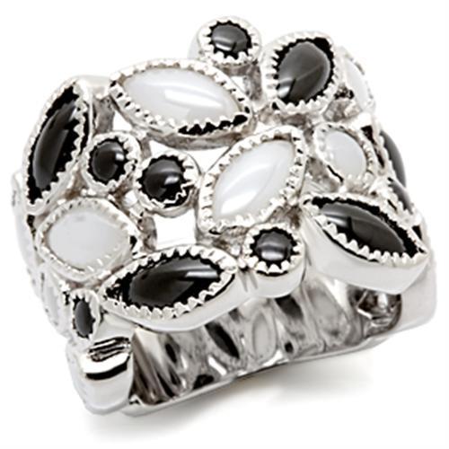 LOS113 - Rhodium 925 Sterling Silver Ring with Milky CZ  in Multi Color-0