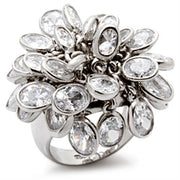 LOS114 - Rhodium 925 Sterling Silver Ring with AAA Grade CZ  in Clear-0
