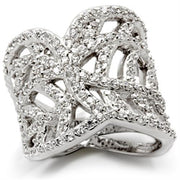 LOS117 - Rhodium 925 Sterling Silver Ring with AAA Grade CZ  in Clear-0