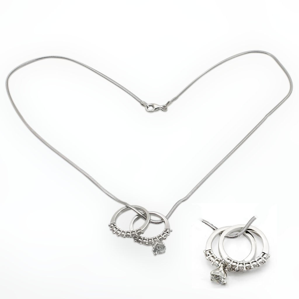 LOS144 - Rhodium 925 Sterling Silver Pendant with AAA Grade CZ  in Clear-0