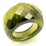 LOS145 -  Stone Ring with AAA Grade CZ  in Olivine color-0