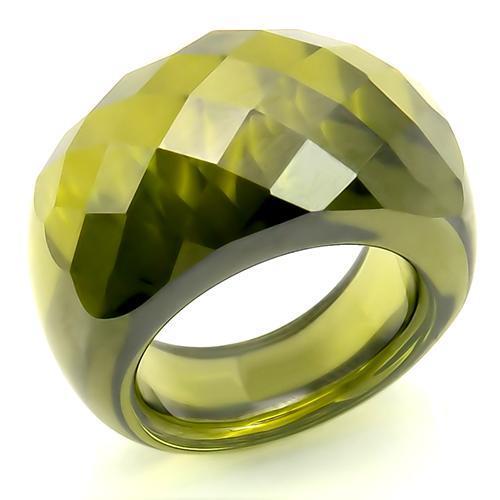 LOS145 -  Stone Ring with AAA Grade CZ  in Olivine color-0