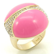 LOS170 - Gold 925 Sterling Silver Ring with Top Grade Crystal  in Clear-0