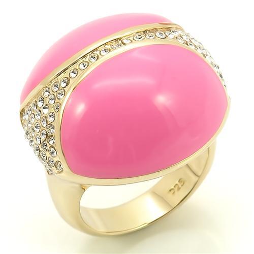 LOS170 - Gold 925 Sterling Silver Ring with Top Grade Crystal  in Clear-0