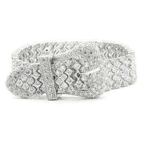 LOS179 - Rhodium 925 Sterling Silver Bracelet with AAA Grade CZ  in Clear-1