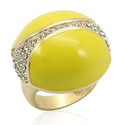 LOS184 - Gold 925 Sterling Silver Ring with Top Grade Crystal  in Clear-0